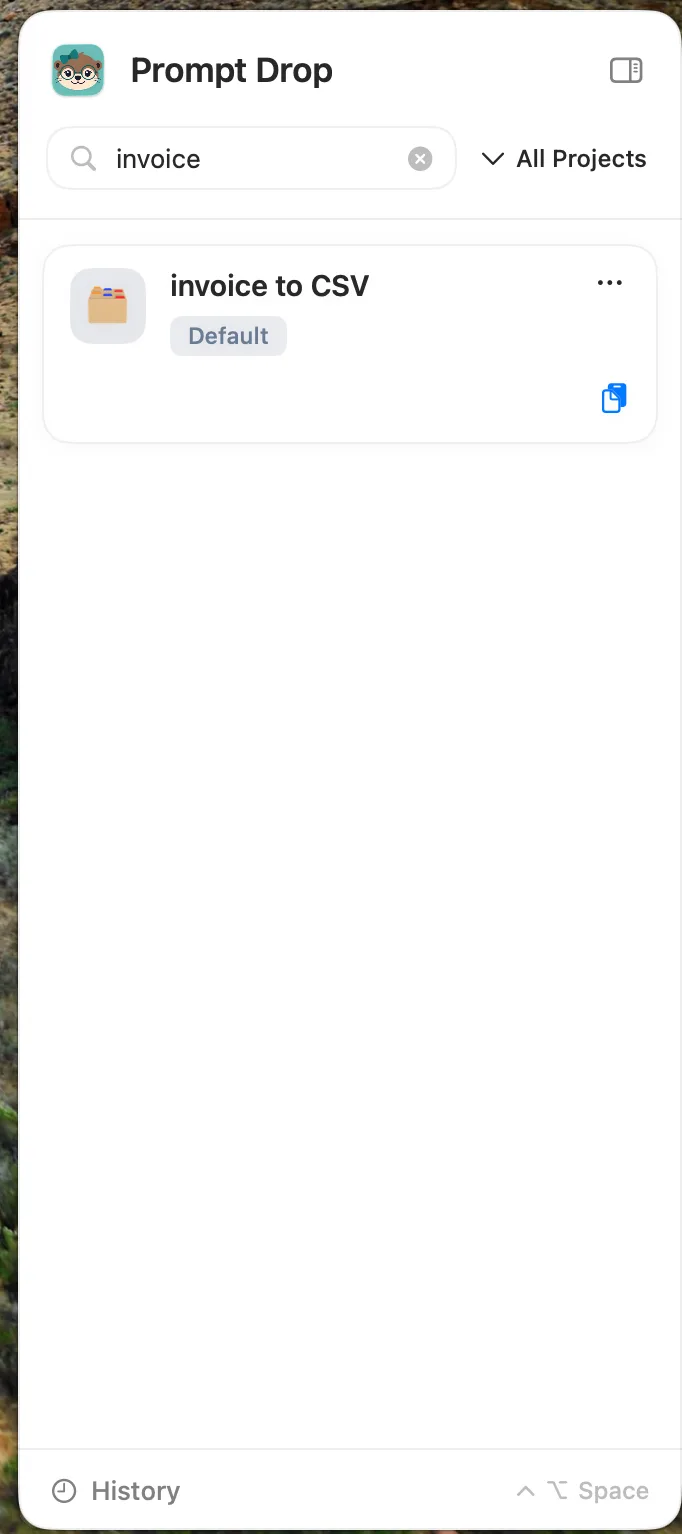 Sidebar screen in the Zyla app